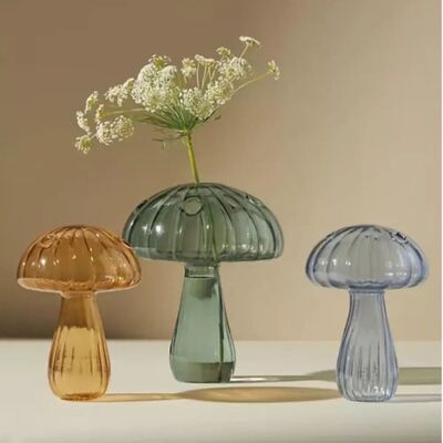 Transparent Jelly Color Mushroom Glass Vase Aromatherapy Bot