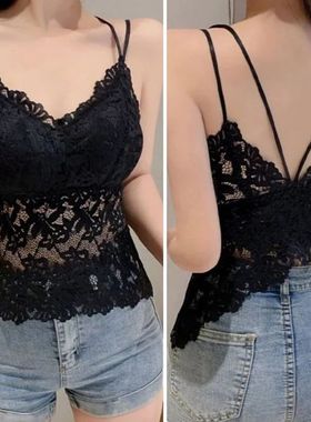 Women Lace Embroidery Bralettes Hollow Cross Bow Beauty Back