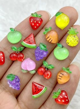50Pcs New Cute 7-11mm Mini Strawberry, Cherry, Grape, Waterm