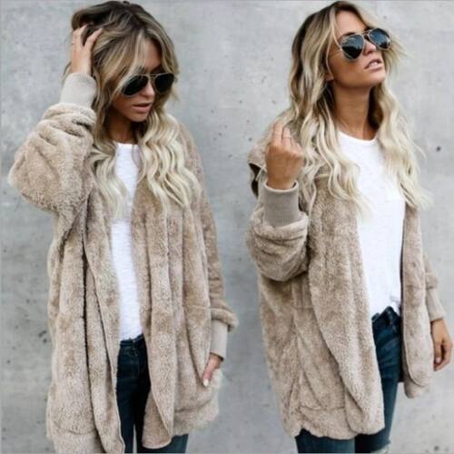 Autumn Winter Double Fleece Cardigan Jacket Women Solid Colo