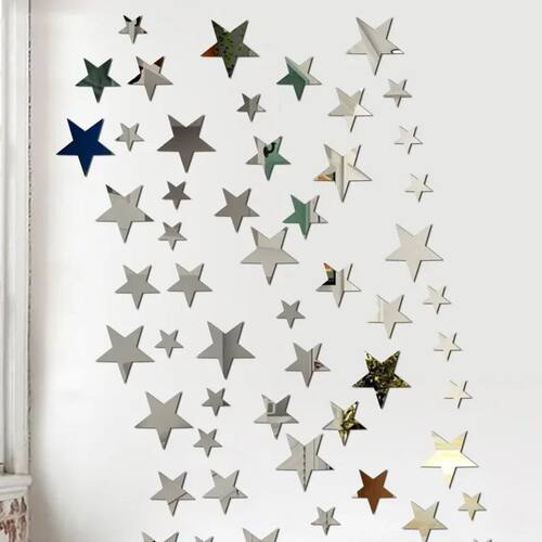 20pcs Star Wall Sticker 3D Acrylic Irregular Mirror Vanity L