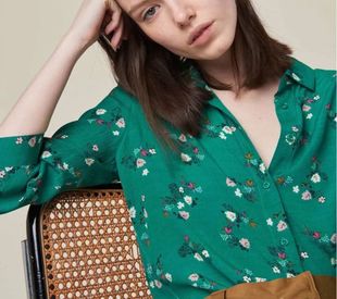 Newest Viscose Print Ladies Flowers 2024 Green Elfbop 100%