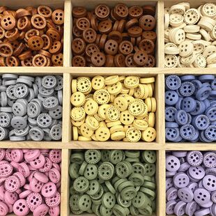 50pcs 10mm 4hole Mini Color Kids Buttons Wood Buttons Cloth