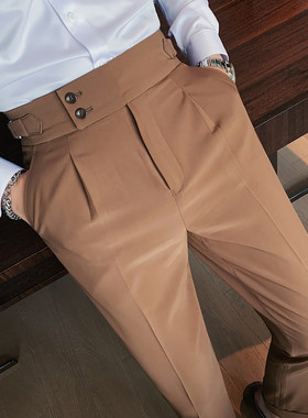 Suited Trousers For Men 2024 Slim Naples Solid Color Trouser