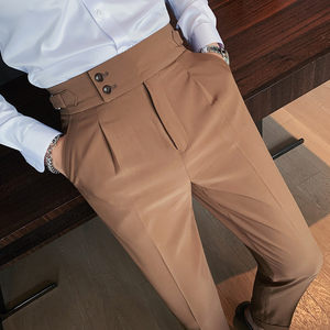 Suited Trousers For Men 2024 Slim Naples Solid Color Trouser