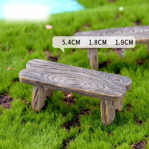 Mini Wooden Park Bench Chair Succulents Bonsai Ornaments Rom