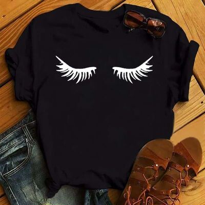Maycaur Fashion Graphic Women ops Eyelashes Print Kawaii Las