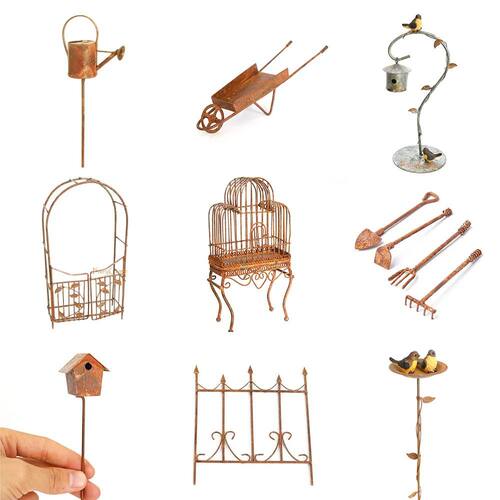 Miniature Metal Fairy Garden Accessories Rusty Ornaments Vin