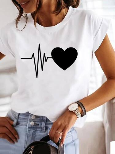 Love Style rend Cute 90s Short Sleeve Print T Shirt Clothing