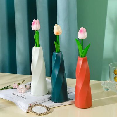 Home DIY Plastic Flower Vase White Imitation Ceramic Flower