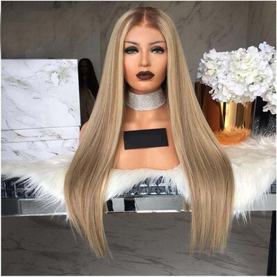 Mid-parted Long Straight Hair Chemical Fiber Headgear Platin