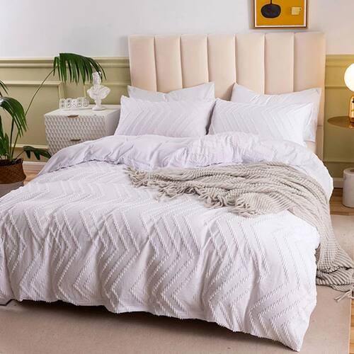 Nordic Style Cut Flowers White Duvet ver Set Soft Comfortabl