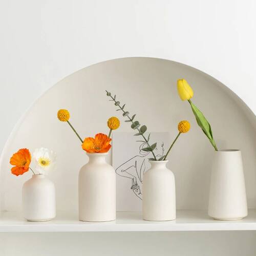 White Mini Ceramics Vase Simple Nordic Creative Flower Vase