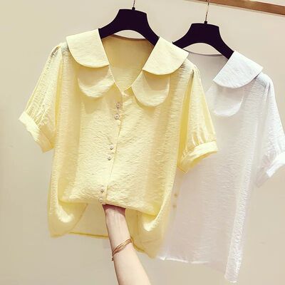 Summer New Shirt Ladies Temperament Peter Pan Collar Short S