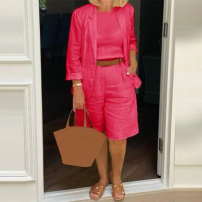 Summer 1 Set Popular Pure Color Buttons Suit Coat Shorts Lad
