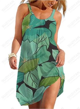 Summer New Sexy Strap Beach Skirt Colorful Flower Rose 3D Pr