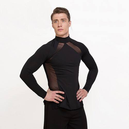 New Arrival Latin Dance Shirts For Males White Black Color M