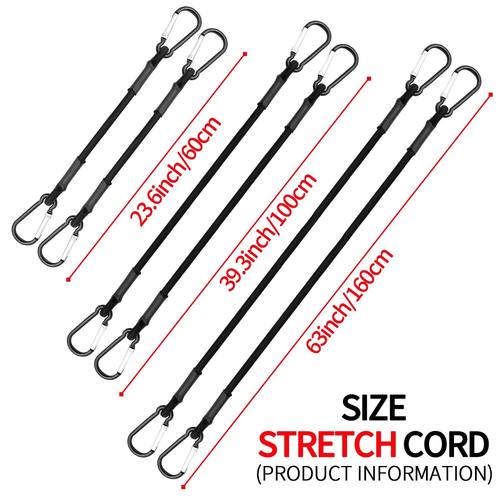 1pc 30/60/90/120/150cm Sretch Elastic Bungee Cords with Hook