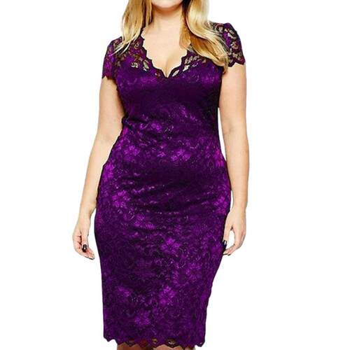 Ins2025v llar Dress Short Sleeve Plus Size Lace Dress Women