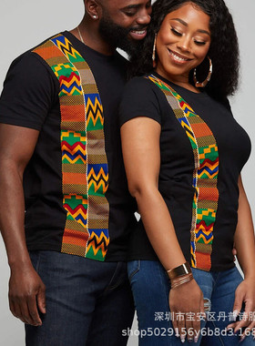 Women's Short-sleeved Pullover Round Neck Black Christmas Ca