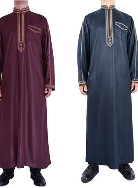 2024 Stand Collar Printed Arabic Men's Ethnic Style Loose Lo