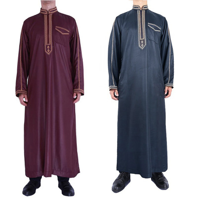2024 Stand Collar Printed Arabic Men's Ethnic Style Loose Lo