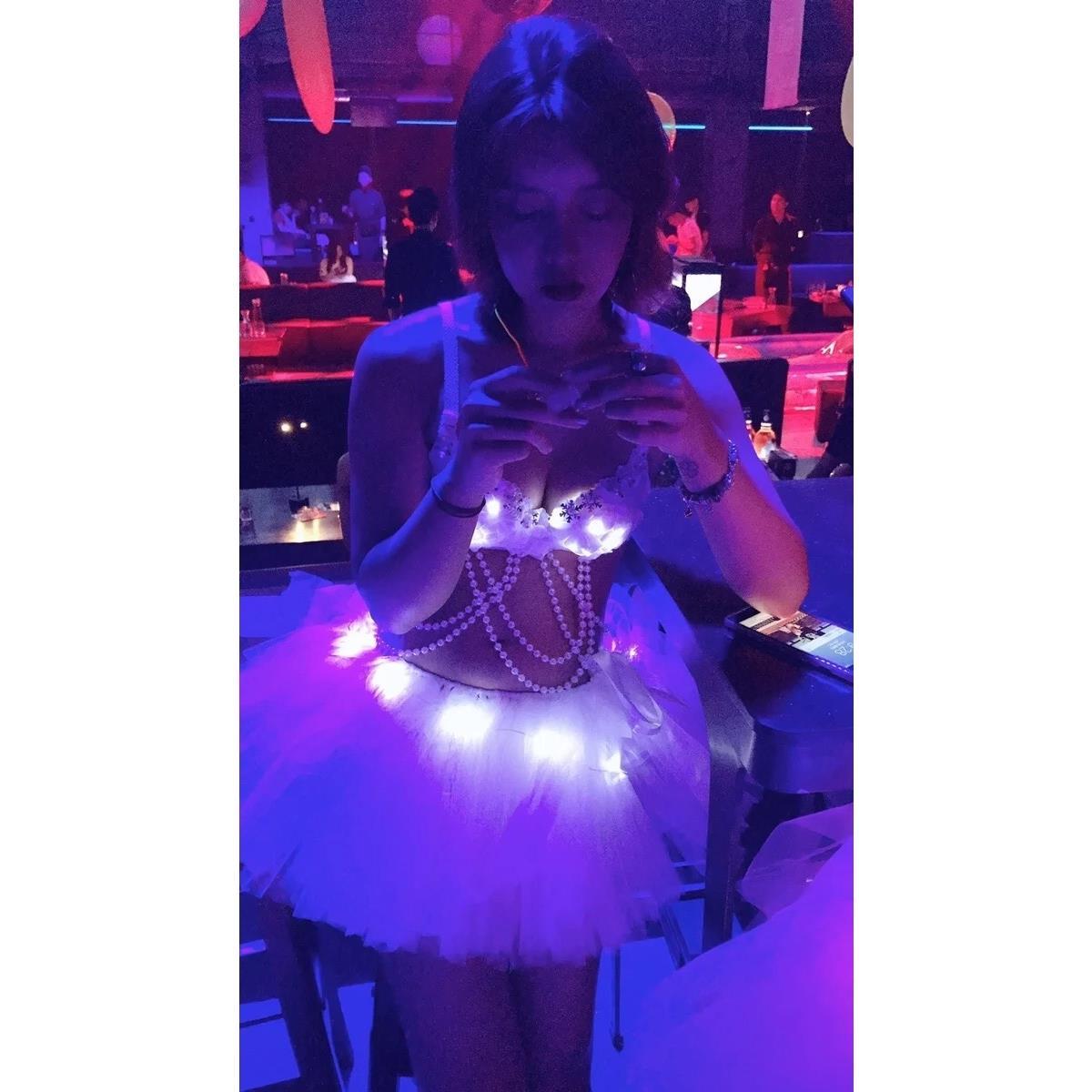 定制酒吧派对LED发光tutu裙bra套装gogo演出服性感蹦迪蓬蓬裙EDM