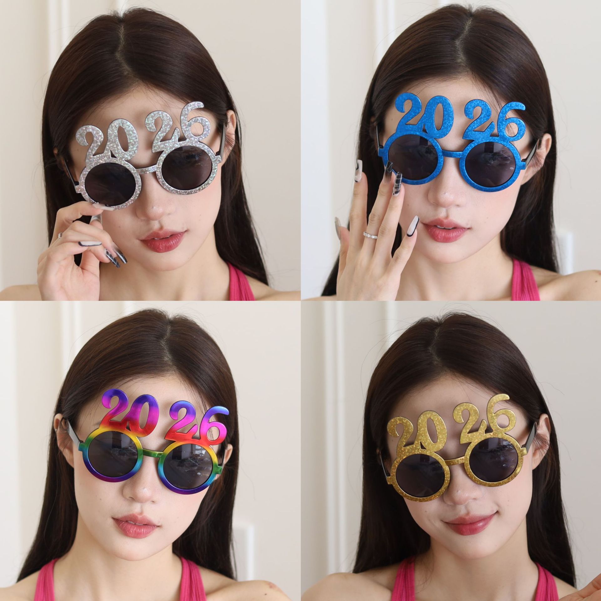 2026年数字眼镜跨年元旦舞会派对搞怪墨镜新年装饰拍照道具男女潮