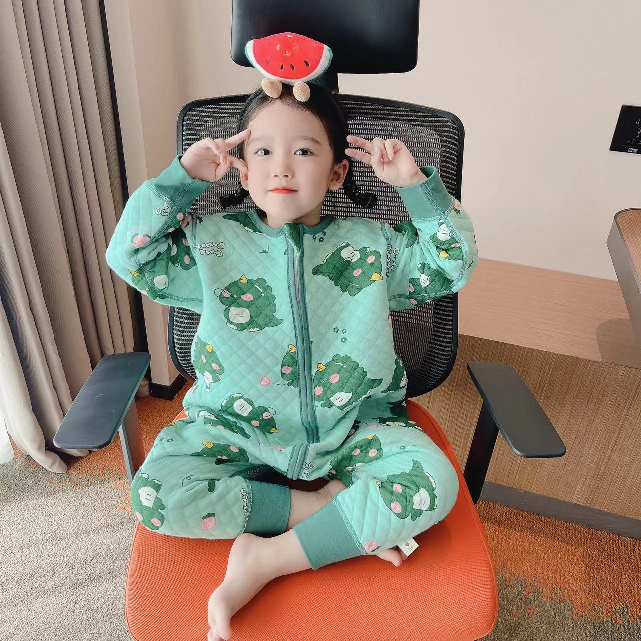 婴儿睡袋女孩宝宝连体睡衣男童儿童睡袋分腿空调服防踢被纯棉夹棉