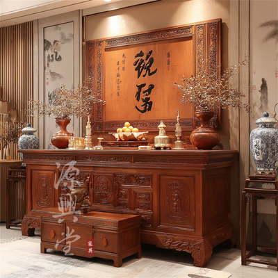源兴堂中式花梨木佛柜实木雕刻立式供桌佛台卯榫工艺定制供奉台