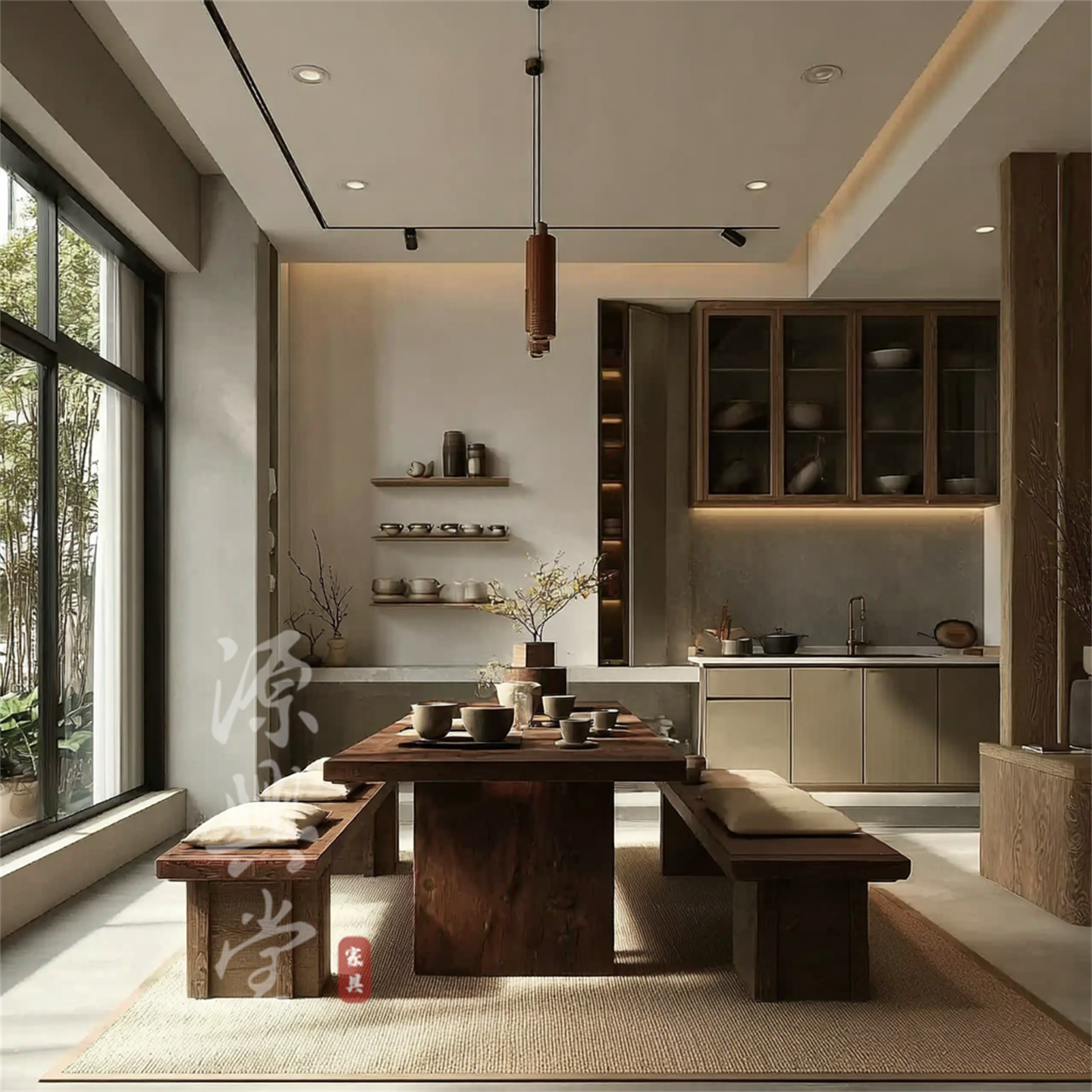 实木茶桌椅禅意茶室家用宋式风格榫卯结构茶台宋式美学带椅凳,住宅家具,家用茶台/茶桌,淘宝优惠券,粉丝福利购,淘宝优惠卷