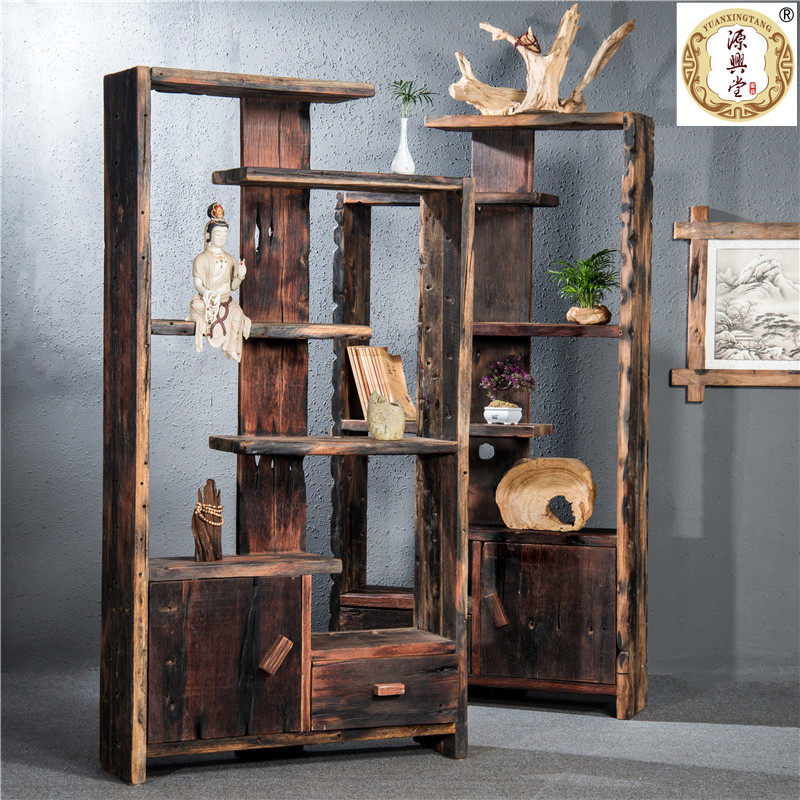 博古架实木源兴堂茶叶落地书柜