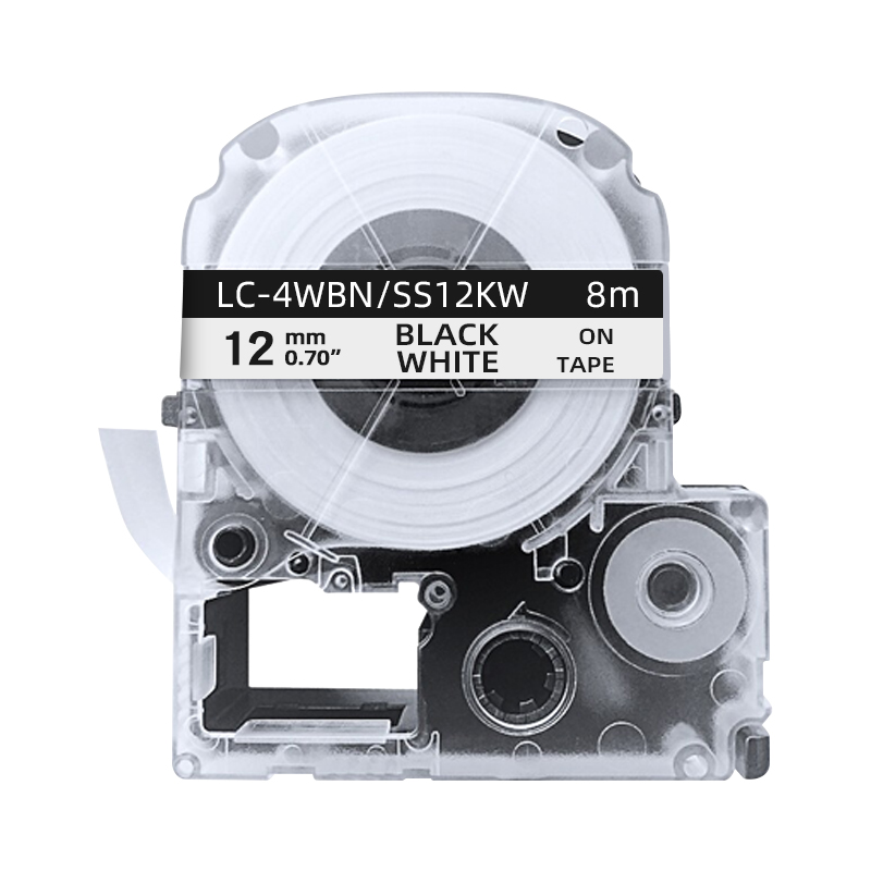 创硕TECHAIN KJM/PTe-231/SS12KW/LC-4WBN标签色带白底黑字12mm宽 适用LW-C410 700 SR230 530C