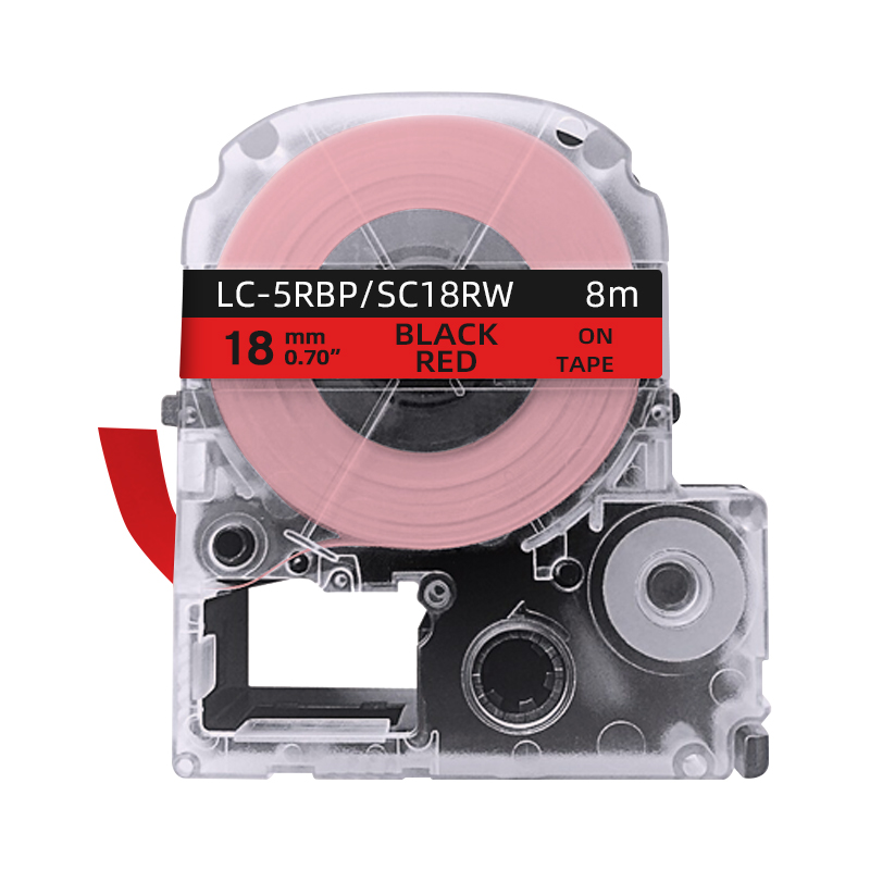 创硕TECHAIN KJM/PTe-441/SC18RW/LC-5RBP标签色带红底黑字18mm宽 适用LW-400 C410 SR230
