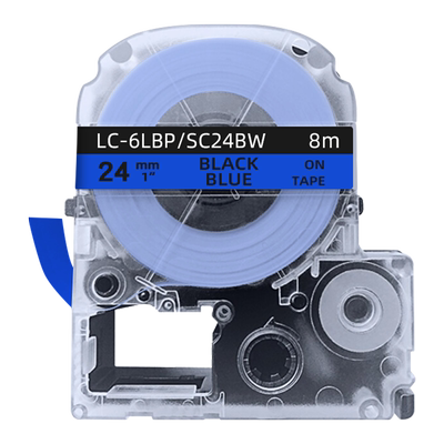 创硕TECHAIN KJM/Pte-551/SC24BW/LC-6LBP标签色带蓝底黑字24mm适用LW-700 600P 1000P SR530C 5900P