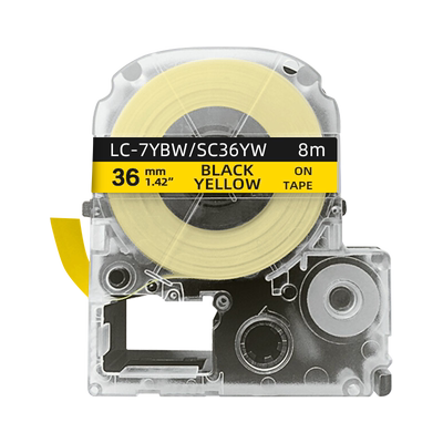 创硕TECHAIN KJM/PTe-661/SC36YW/LC-7YBW标签色带黄底黑字36mm适用LW-1000P SR5900P机型