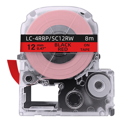 创硕TECHAIN KJM/PTe-431/SC12RW/LC-4RBP标签色带红底黑字12mm宽 适用LW-C410 700 SR230 530C
