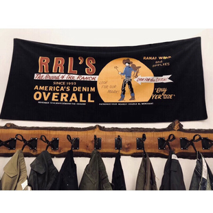 经典 复古背景古着店铺装 款 骑士美式 饰壁挂中古挂饰布 RRL横版