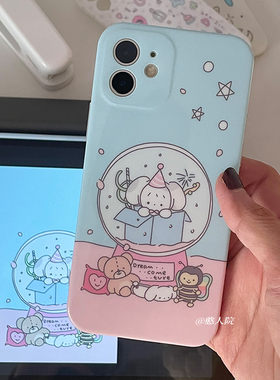 许愿球圣诞imd手绘日系y2k可爱原创猫狗全包手机壳适用苹果15plus14pro max1311 12iphone
