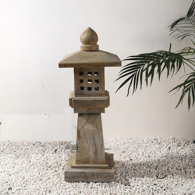 石灯笼日式庭院灯仿古太阳能石灯户外酒店景观花园草坪灯石雕摆件_虎窝淘