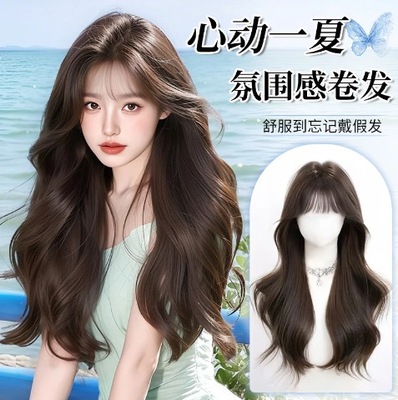 假发女全头套仿真人发丝长卷发大波浪日常刘海黑长直假发套增发量