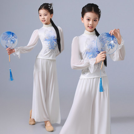 青花瓷舞蹈服装女童飘逸古风金晨同款服装中国风儿童古典舞演出服
