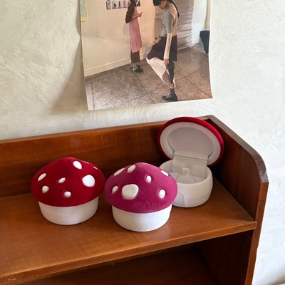 可爱蘑菇求婚订婚表白戒指饰品手链项链收纳礼品戒指盒子～