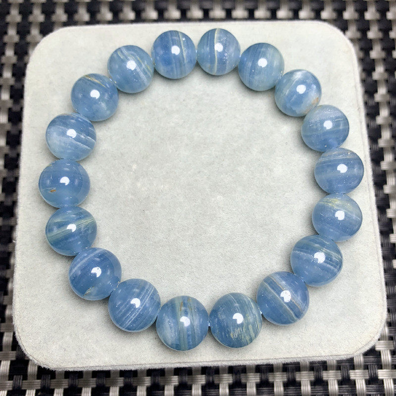 天然blue calcite蓝色方解石单圈手串阿根廷蓝纹石手链半宝石水晶