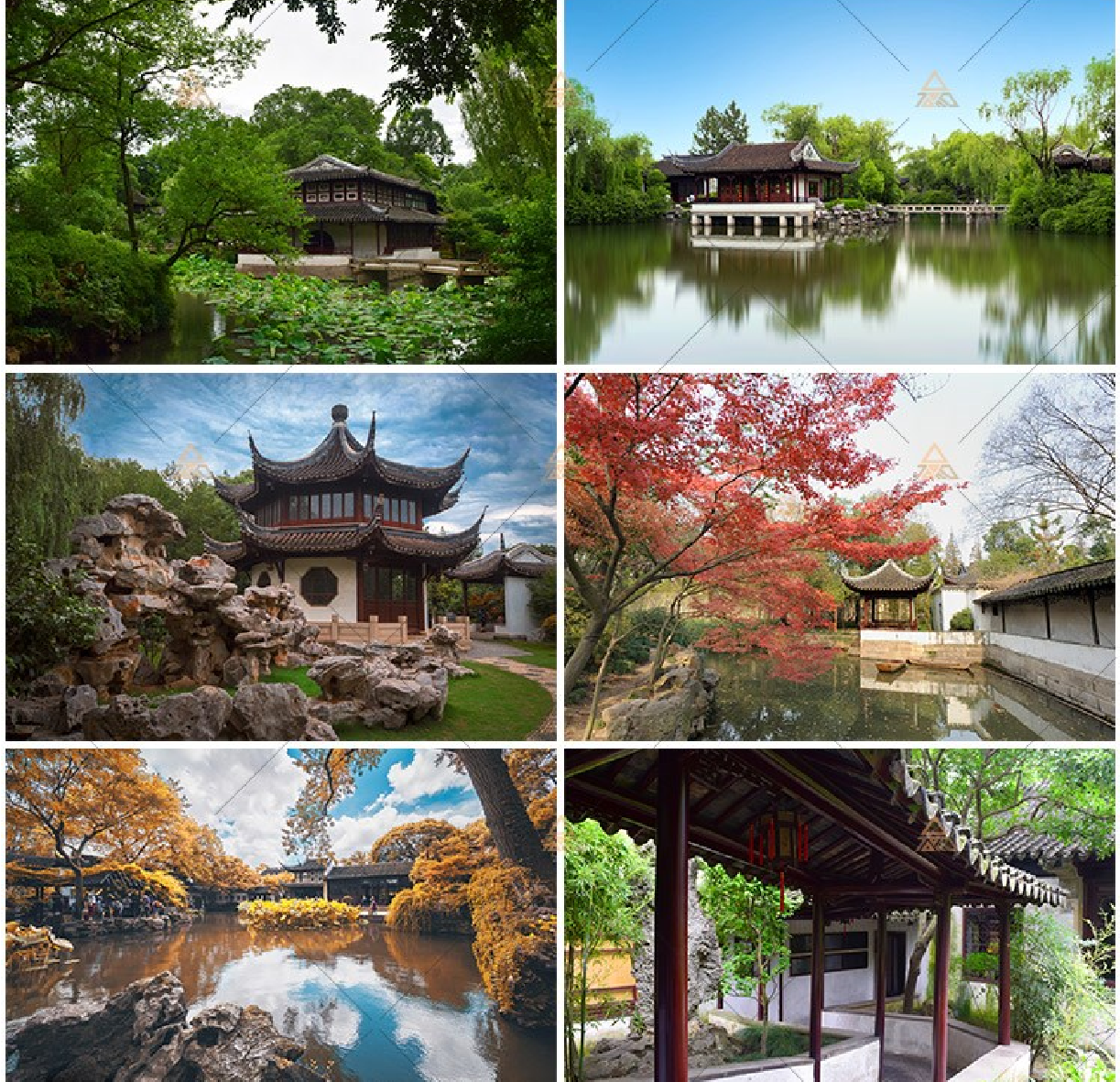 高清jpg素材苏州园林图片中国传统建筑景观亭台楼阁拙政园假山照