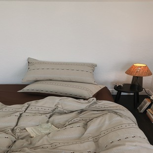 北欧风云感色织樱桃磨毛四件套少女心秋冬床上用品被套床单高级感