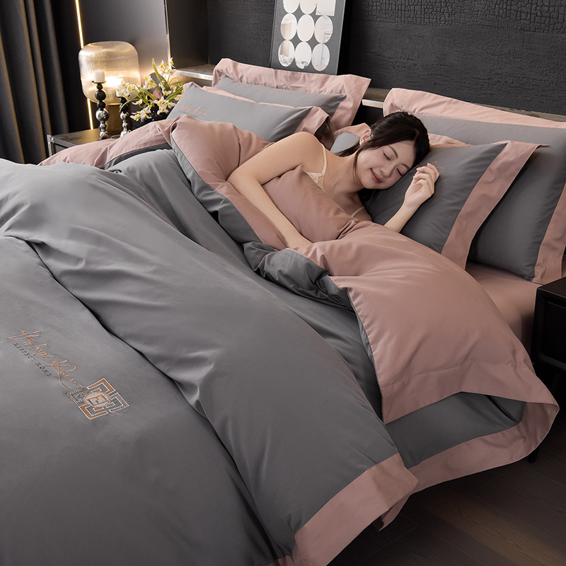 长绒棉四件套纯棉全棉磨毛2025新款刺绣轻奢高级感主卧室被套床单