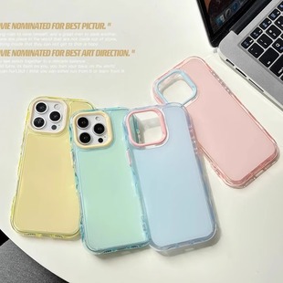 ins简约纯色适用苹果16Promax手机壳iPhone13凹槽壳diy滴胶15Pro新款 14Pro防摔全包软边硬壳夏天糖果色多巴胺