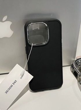 高级感黑色适用苹果15promax银镜头圈手机壳iphone14pro新款16pro硅胶11男软壳xr小众xsmax简约13防摔保护12