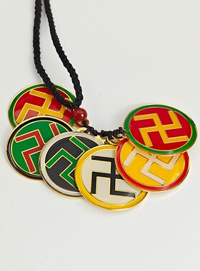 3CM单面潘氏万字六龙御天五行吊坠金木水火土汽车挂件铜饰品